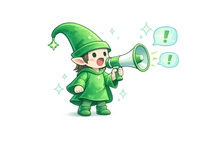 Elfenfarm elf with a megaphone