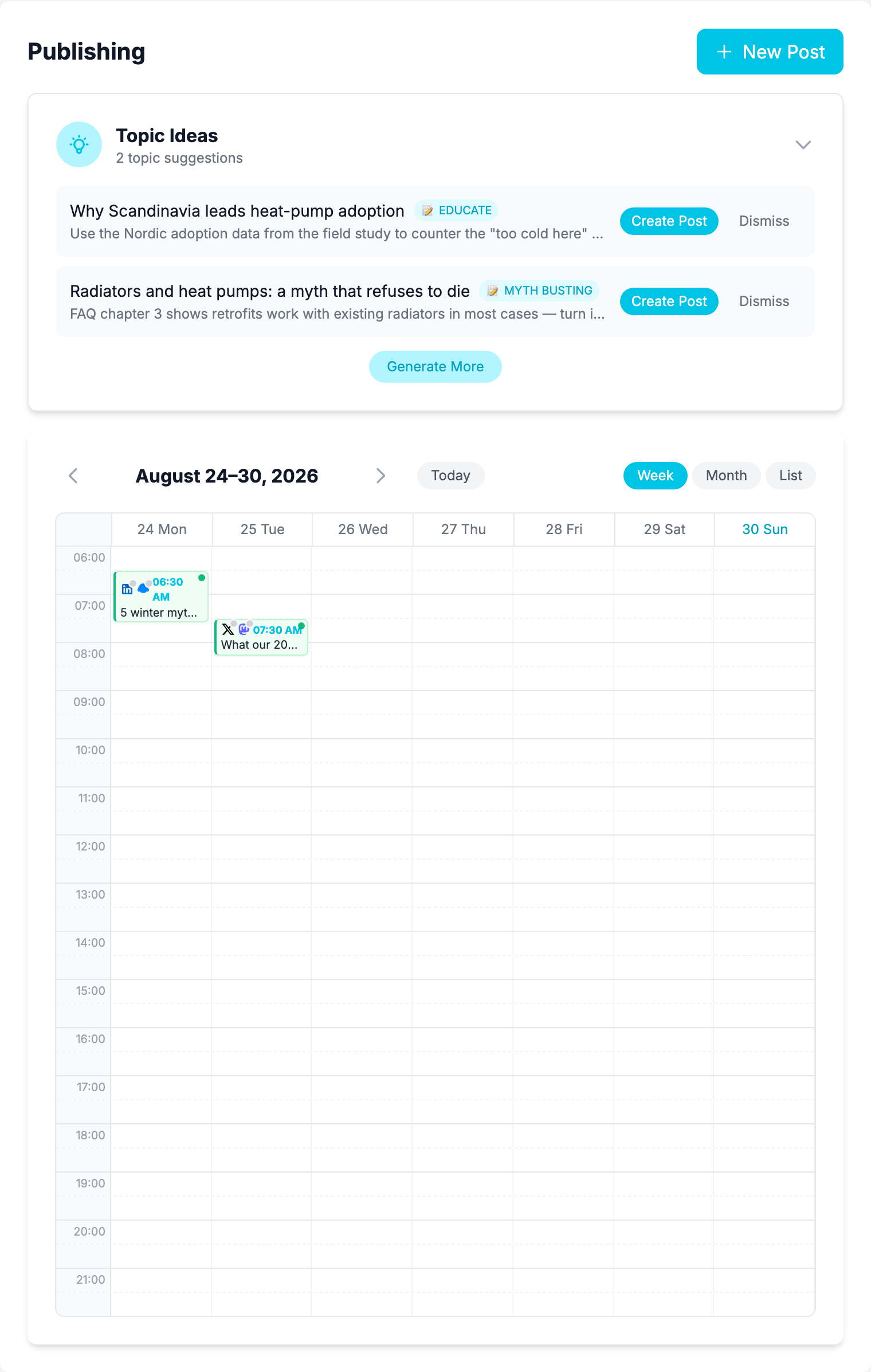Topic ideas & content calendar
