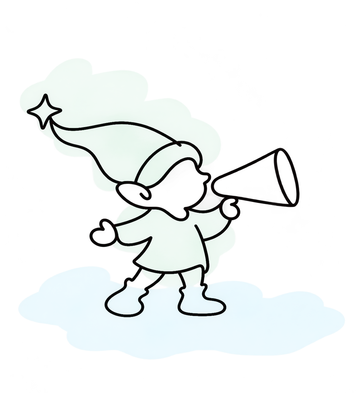 Elfenfarm elf with a megaphone